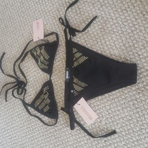 New high waisted black and gold bikini